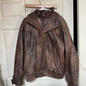 Wilsons Leather Distressed Brown Bomber Jacket